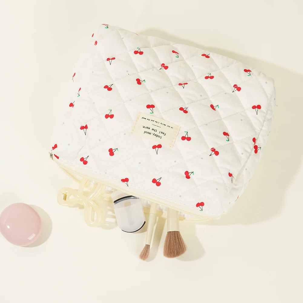 Sac à main cosmétique matelassé pour femme, trousse de maquillage portable avec fermeture éclair, trousse de toilette en poudre pour filles, aucun motif, évaluation de voyage, femme, 2025