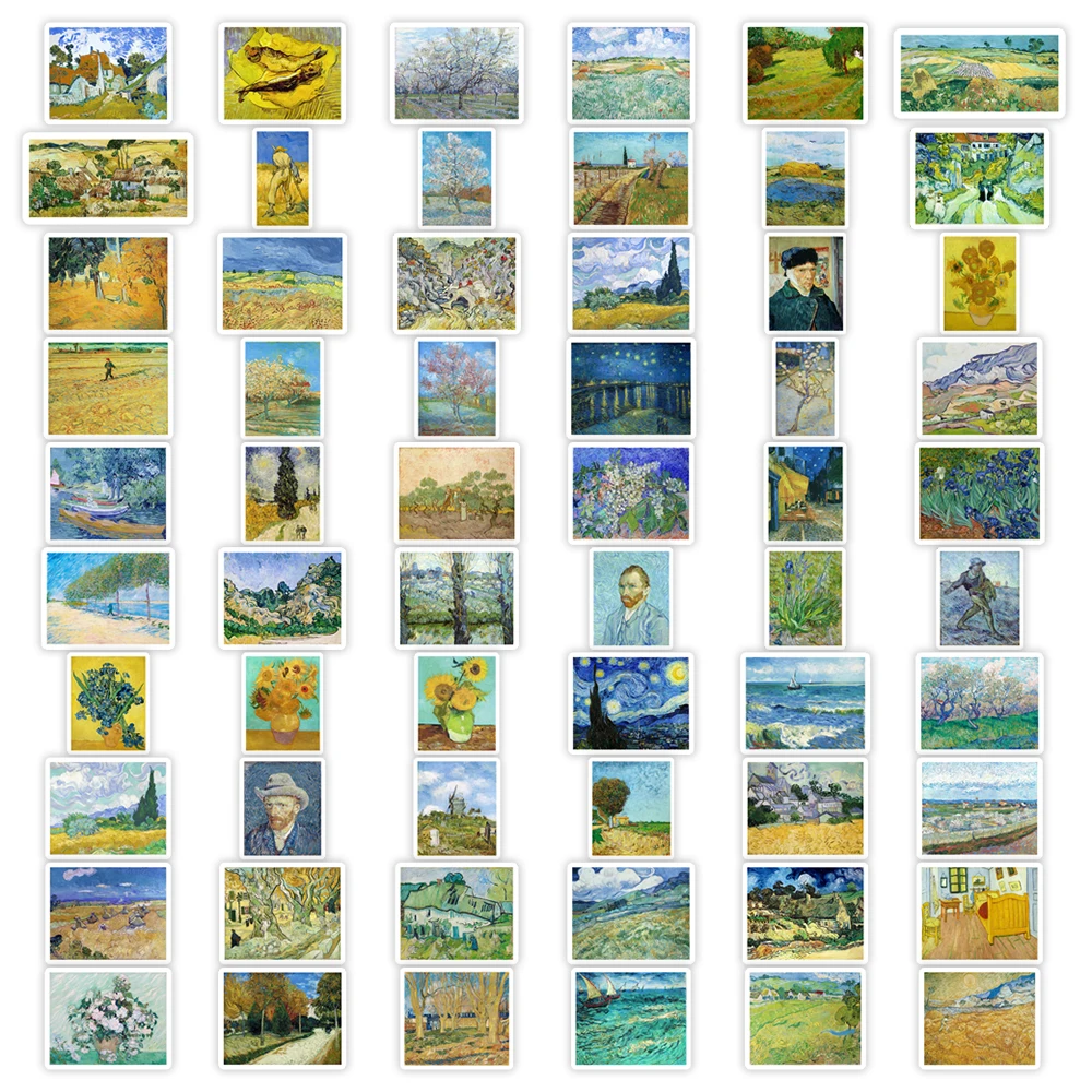 Van Gogh Paintings Artwork Aesthetic Stickers Landscape Self-Portrait DIY Gift Decal for Laptop Phone Luggage Luggage Waterproof