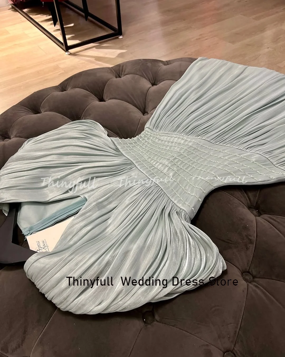 Thinyfull A 라인 아랍 댄스 파티 드레스 v 넥 반짝이 새틴 이브닝 파티 가운 Pleat 2025 Long Dress robes de soirée Customized