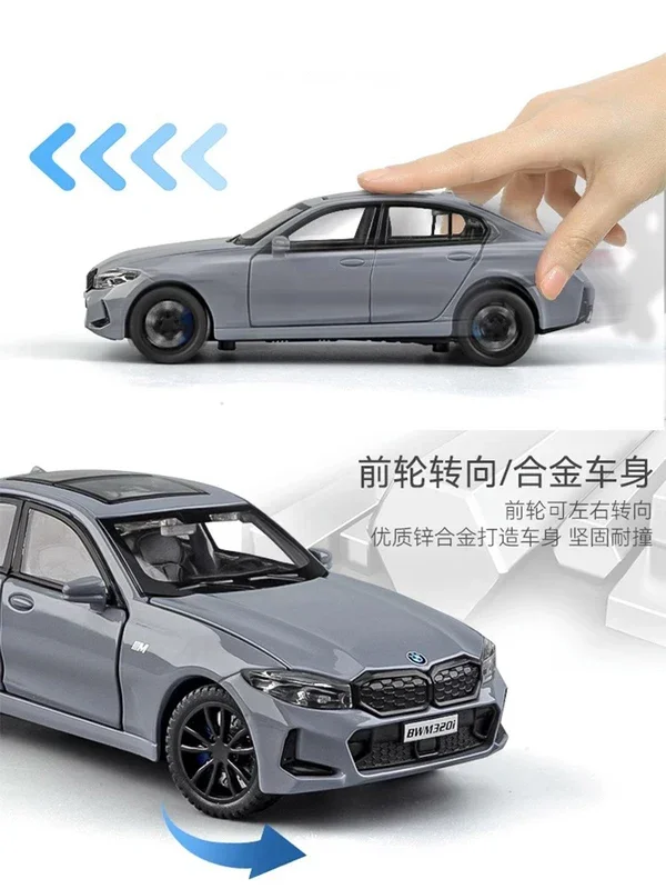 1:32 BMW 320i THE 3 G20 2023 Alloy Diecasts & Toy Vehicles Metal Toy Car Model Sound and light Collection Kids Toy