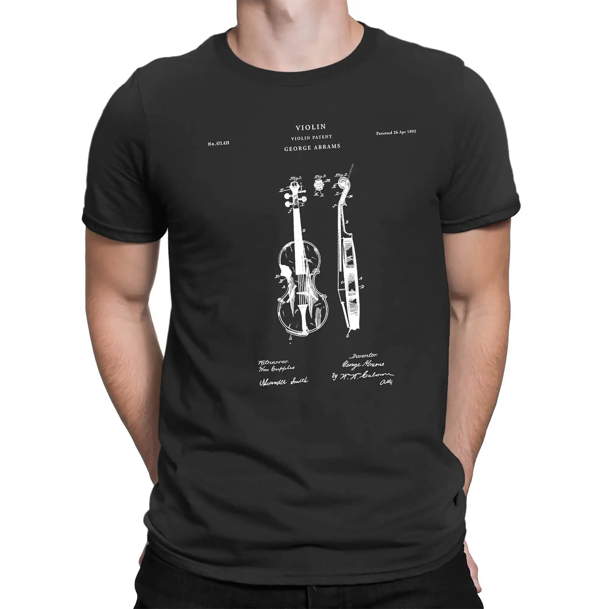 Violin Patent T Shirt Stringed Instruments Violinist Orchestra Symphony Musician instrument PT175