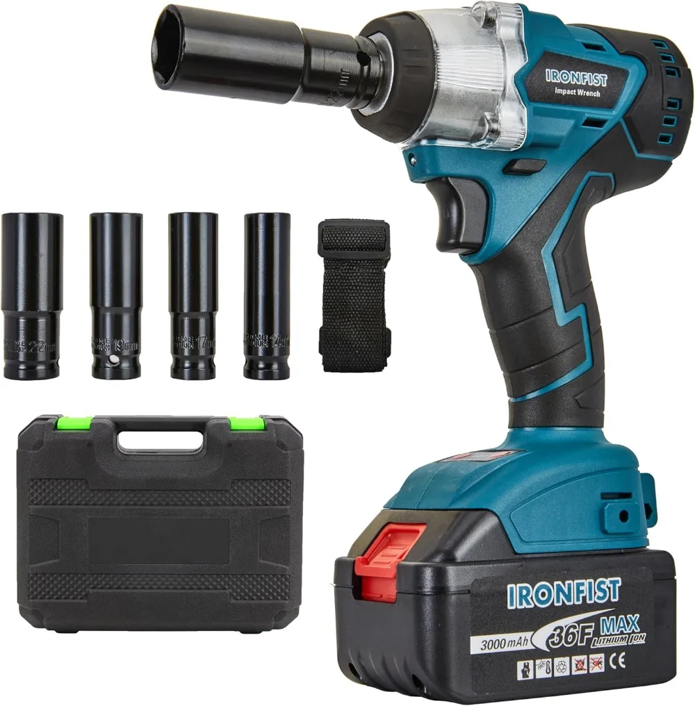 

IRONFIST Cordless Impact Wrench, Electric Power Impact Screwdriver with 21V Lithium Battery Brushless Motor with 420Nm Torque