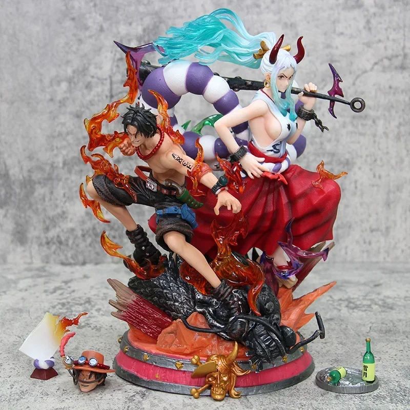 31cm One Piece Yamato X Portgas D Ace Action Figure Stance Pvc Model Peripherals Ornaments Collection Desktop Display Gift Toy