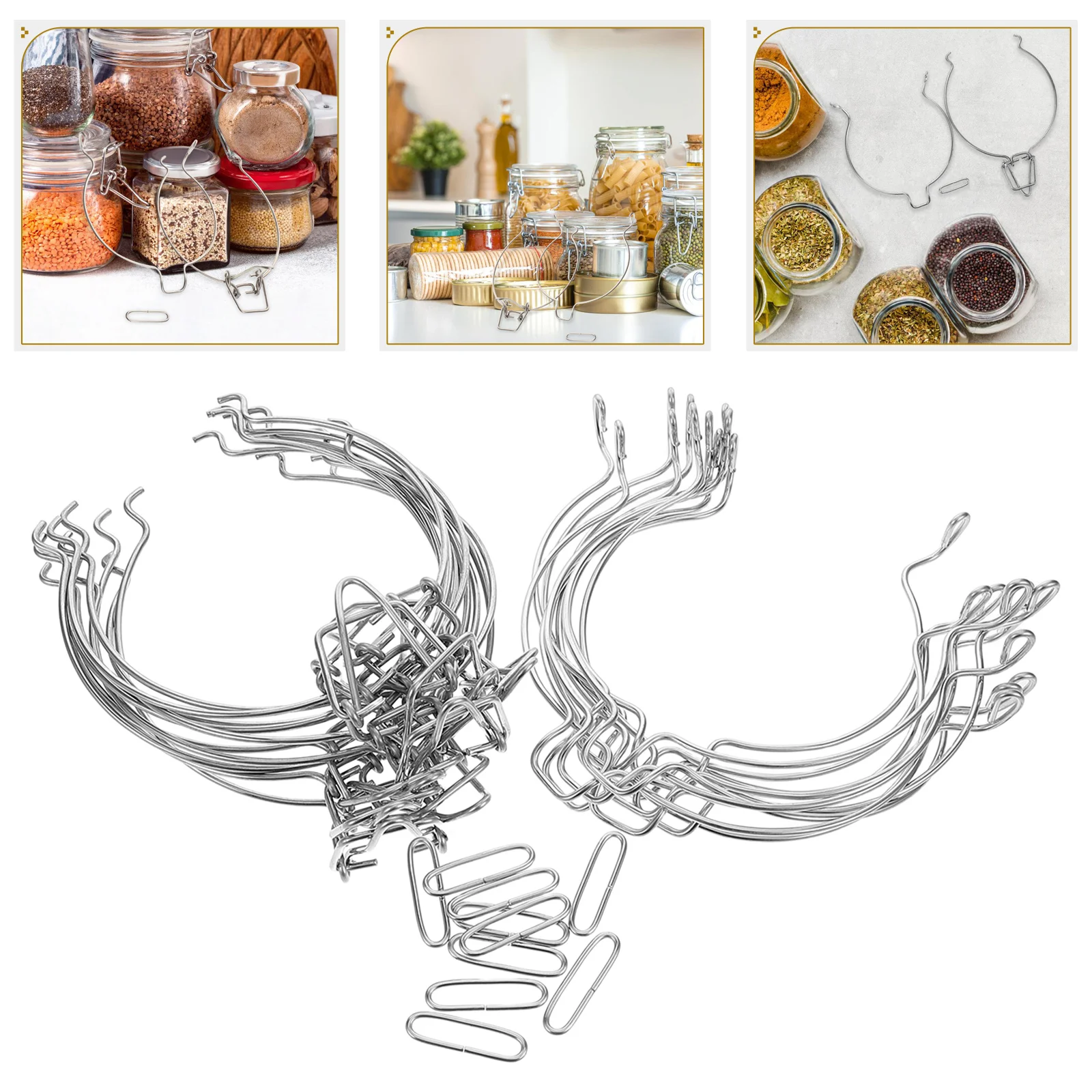 

10Pcs Food Containers Jar Wire Lock Buckle Sealing Fastening for Jars Silver Replacement Clamp Lock Replacement Clamps Fastening