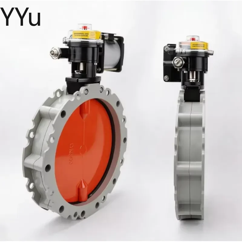 custom for V2FS Pneumatic Powder Butterfly Valve Aluminum Alloy Flange Dust Proof Valve Cement Mixing Plant DN200 DN250 DN300