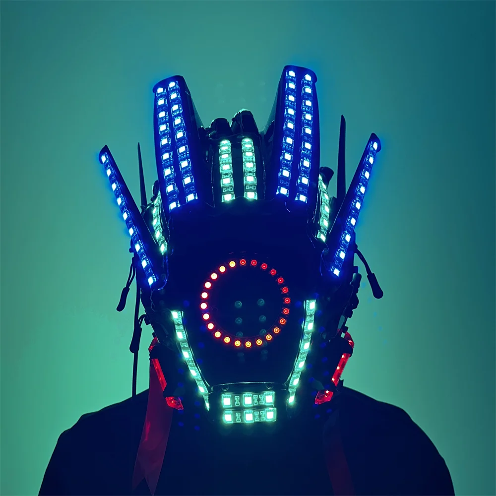 Magicool New Design Colorful Remote Led Mask Lighting Stage Show Facemask Jacket Costumes Light Night Riding Signal Helmet