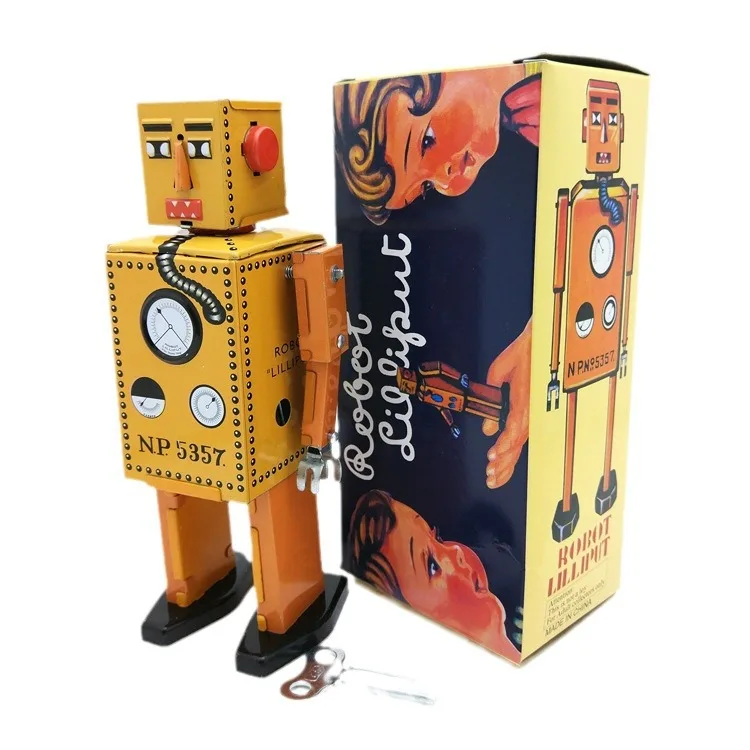 MS397 Mały robot ze stalowymi zębami Kolekcje dla dorosłych Kreatywne prezenty Rekwizyty fotograficzne Rzemiosło blaszane