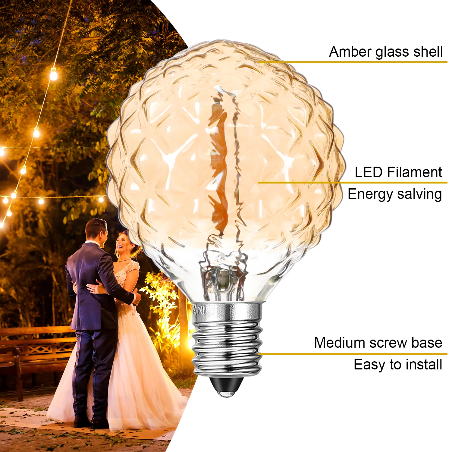 Connecteerbare Diamant Buiten Licht Slinger E12 220V G40 Waterdichte Tuin Buiten Kerstverlichting Decoratieve String Licht Kerst