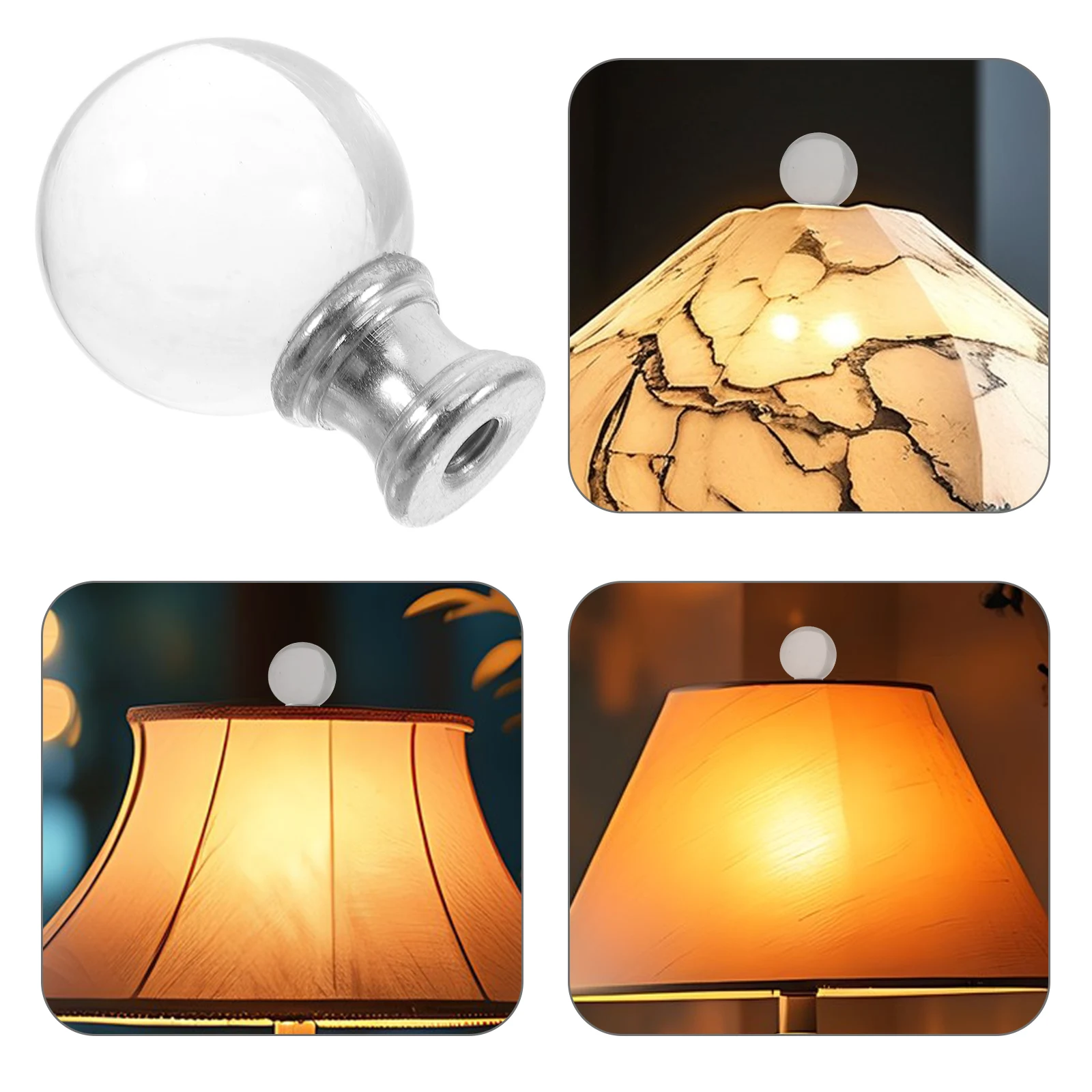 

Glass Finial Cap Clear Round Decorative Head For Lighting Fixture Wear-Resistant Screw Base Lamp Shade Topper Glass Ball