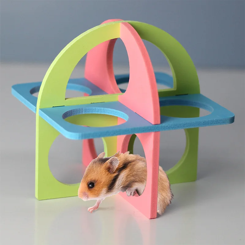 Hamster Toy, Fitness Circle Blue Rainbow Bridge Hamster Toy, Golden Bear Dutch Hamster Pet Toy Supplies