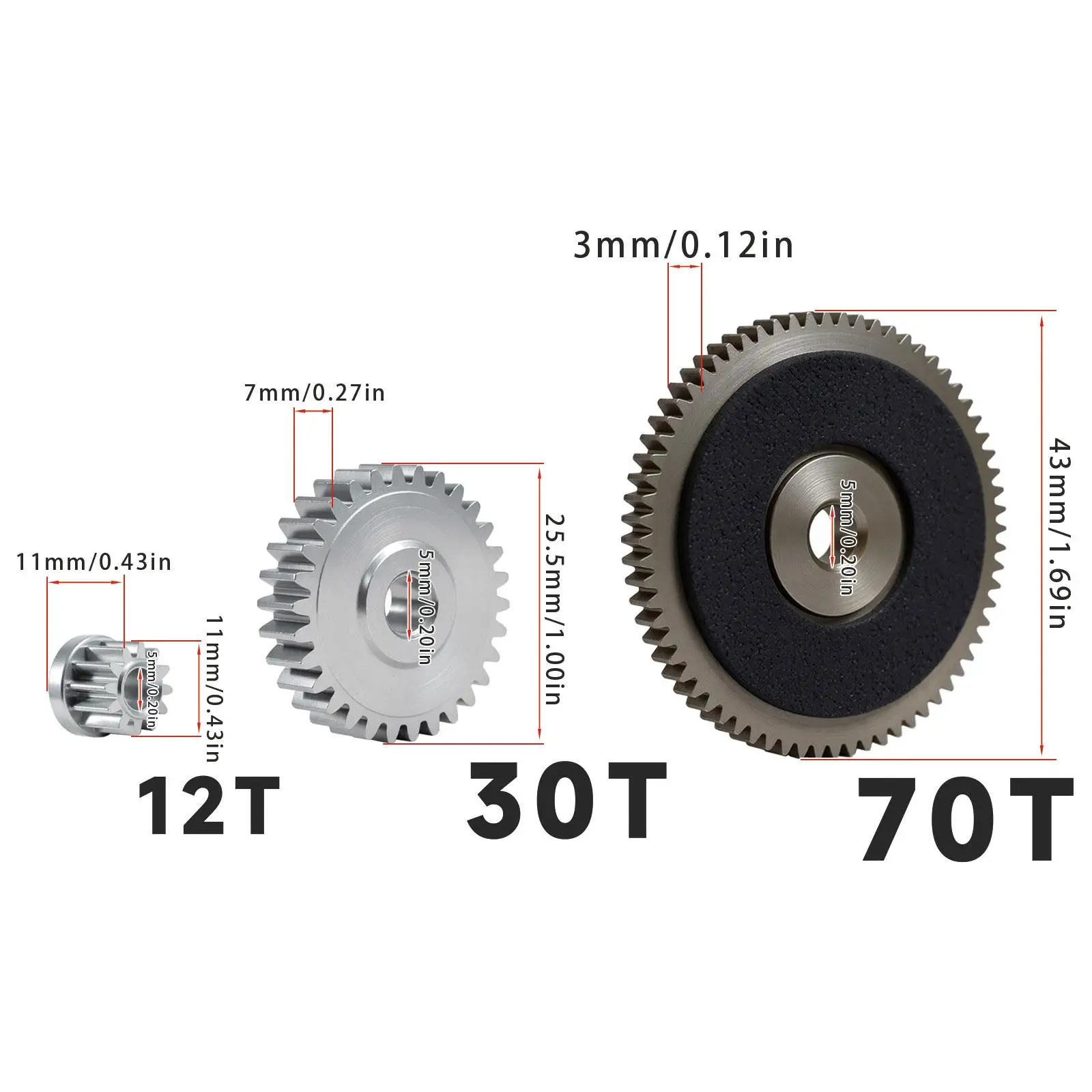Motor Gearbox Gear Set, Car Accessories 1:12 RC Resistant, , Upgrade Replacement Kit for