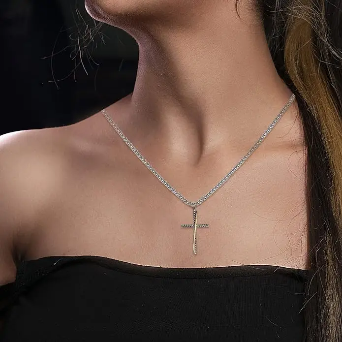 Designer Jewelry Inspired Twisted Cable Wire Cross Necklace for Women Men Fashion Brand Jewelry Gift