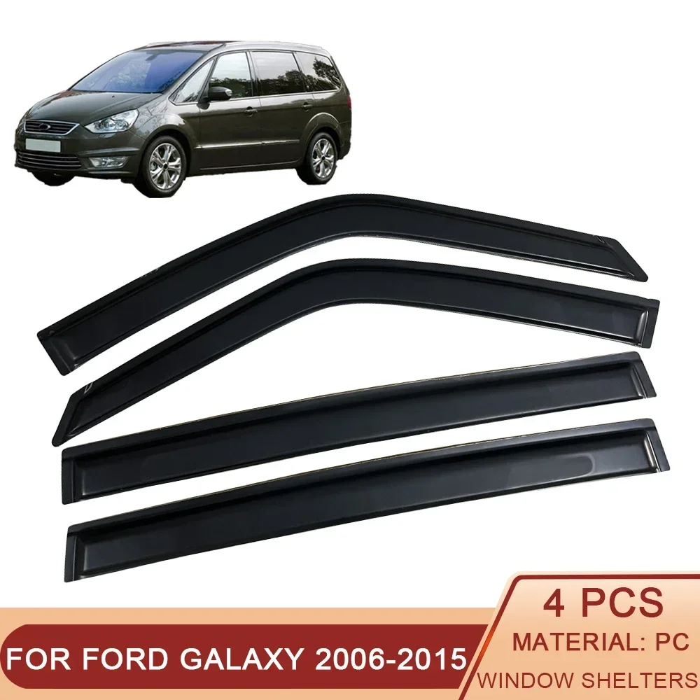 For Ford Galaxy 2006-2015 5-Doors Auto Black Tinted Car Side Window Visor Guard Vent Awnings Shelters Rain Guard Door Ventvisor