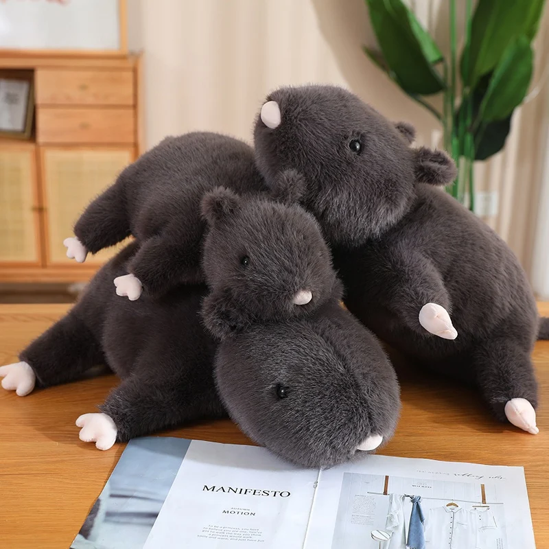 Simulation Mouse Plush Toy Realistic Ugly Fat Lying Posture Gray Mouse Soft Plush Cotton Doll Bedroom Birthday Gift Friends