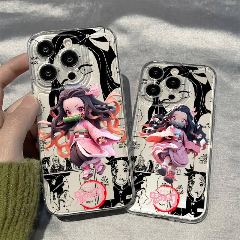 Demon Slayer Kamado Nezuko For Realme10 9 C30 53 63 Narzo50 Find X5 Reno12 11 10 8 7 6 Pro Plus Transparent Space Phone Case