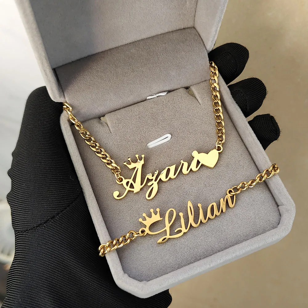 

DHQH 2025 оптовая продажа, персонализированное ожерелье с буквами, набор браслетов, индивидуальный именной набор, подарок на день Святого Валентина, прямые продажи от производителя