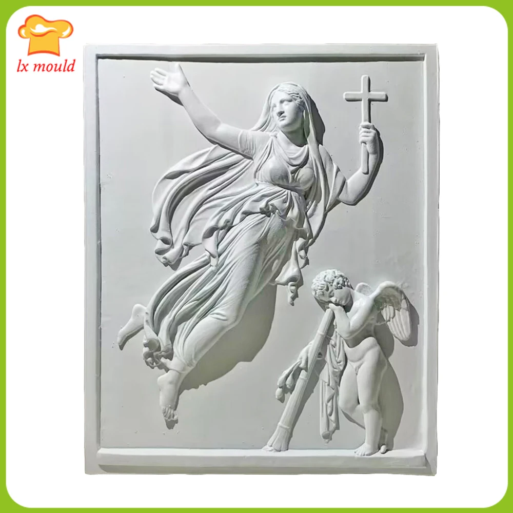 

Madonna Child Relief Silicone Mould Sugarcraft Chocolate Mould Roman Goddess Home Wall Decoration DIY Resin Gypsum Polymer