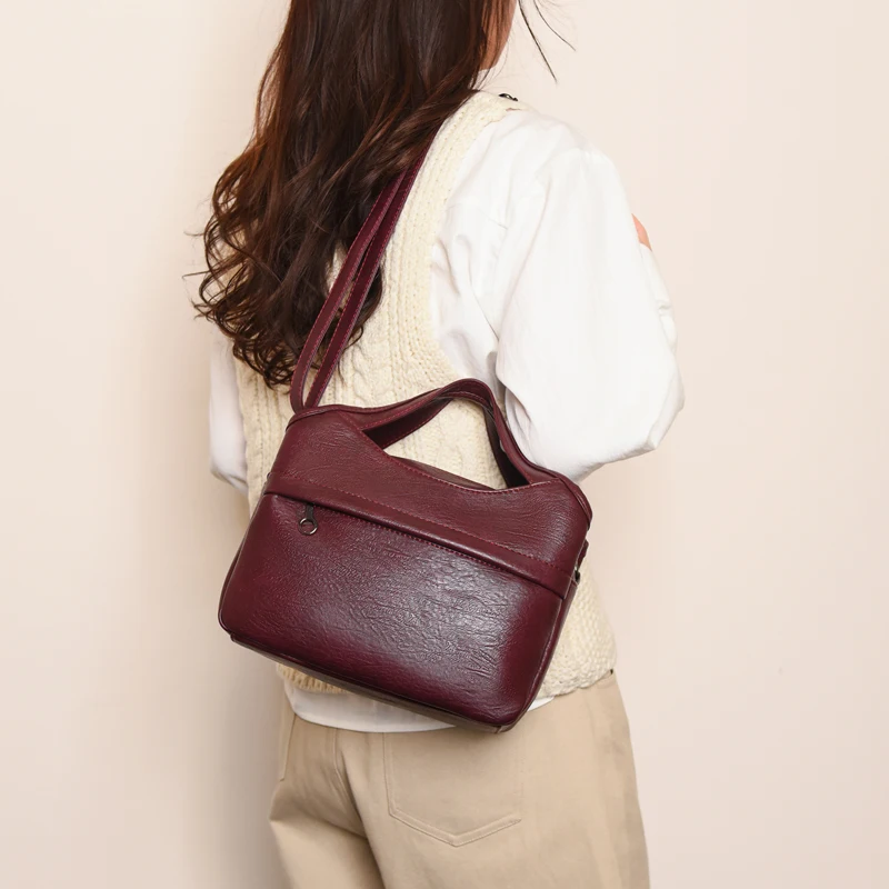 

Fashion Solid Color PU Zipper Simple Sweet Handbags 2026 Hot Sale Versatile Portable Square Shoulder & Crossbody Bags for Women