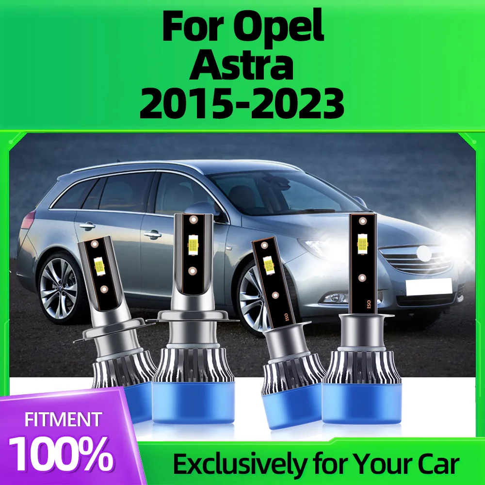 ไฟ LED สำหรับรถยนต์2/4ชิ้นความสว่างสูง6000K 80W อัปเกรดไฟหน้ารถยนต์สำหรับ Opel Astra 2015 2016 2017 2018 2019 2020 2021 2023 2022