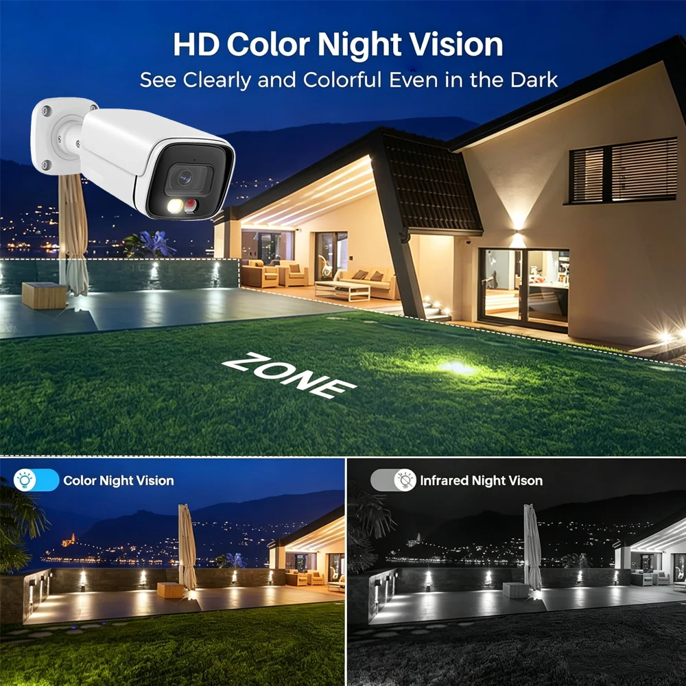 10CH POE NVR CCTV System 8MP Ultra HD Dome IP Camera Two-Way Audio Full Color Night Vision IP66 ICsee APP POE Surveillance Kit