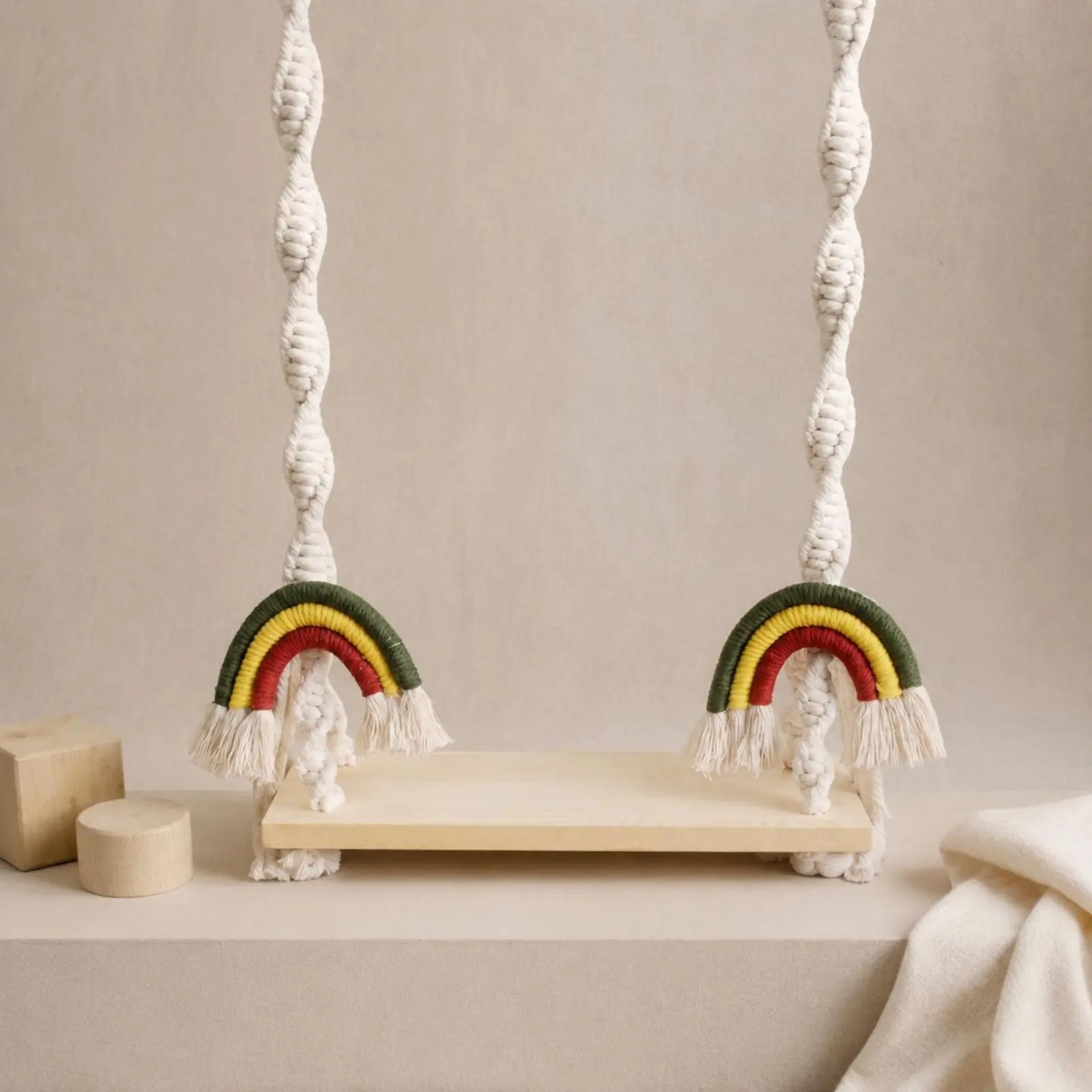 Baby Photo Swing Handmade Woven Baby Swing Cute Newborn Swing Chair Wooden Furniture for Newborn Baby Photo Props Swings