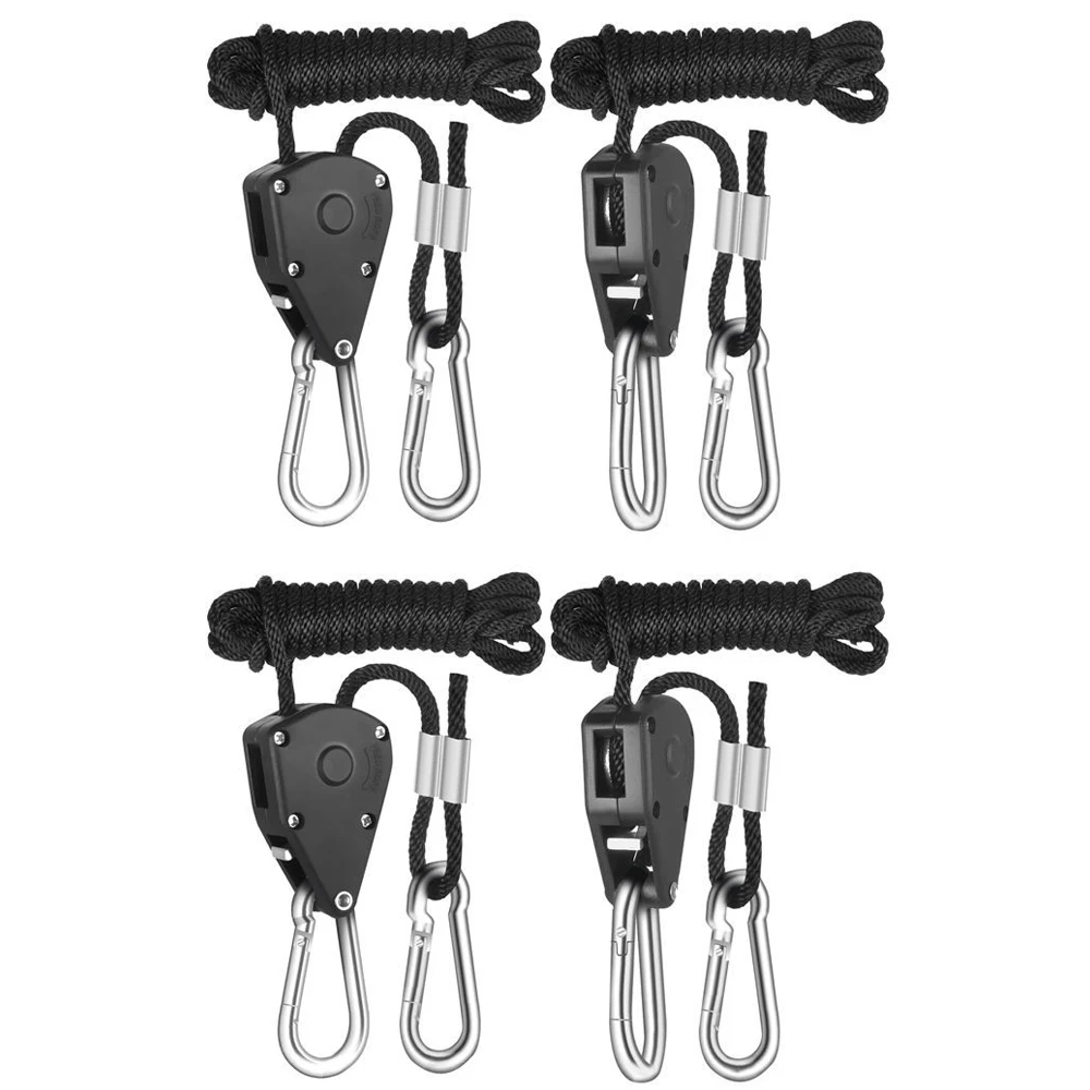 

4Pcs 2M Camping Pulley Adjustable Rope 1/8 Inch Heavy Duty Adjustable Rope Hanger for Light Lifting Outdoor Tent Guyline
