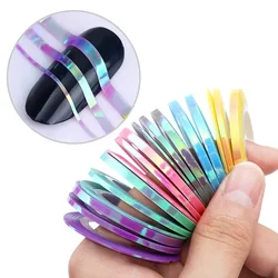 3 Rolls Clear Holographic Rainbow Nail Line Decals Stripe Tapes DIY Adhesive Beauty  Art Laser Manicure 3mm Tips