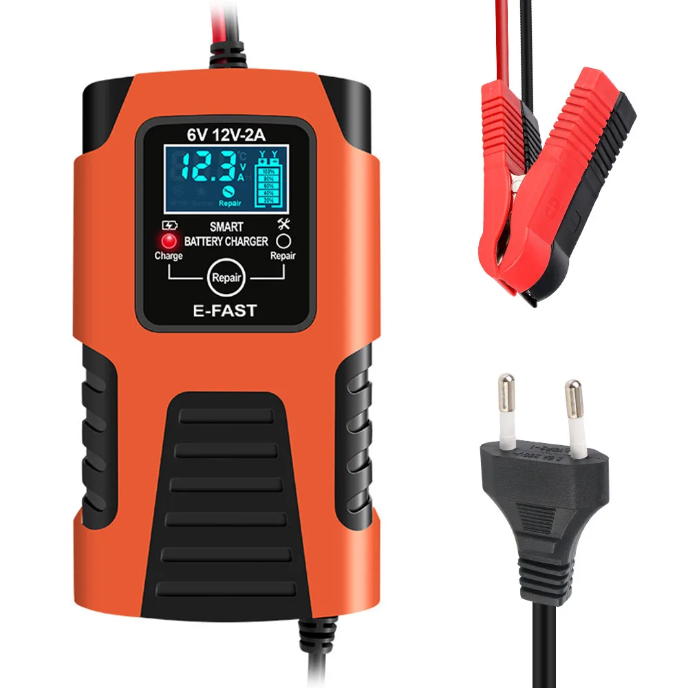 

30W EU Plug Car Motorcycle Battery Chargers Inteligent Repair For Lead Acid AMG Battery 100V/240V Input 6V 12V 2A Universal