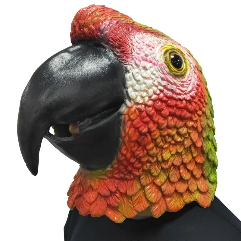 Halloween New Colorful Parrot Head Mask, Animal Head Cover, Funny Mask, Trick Makeup, Ball Performance Props