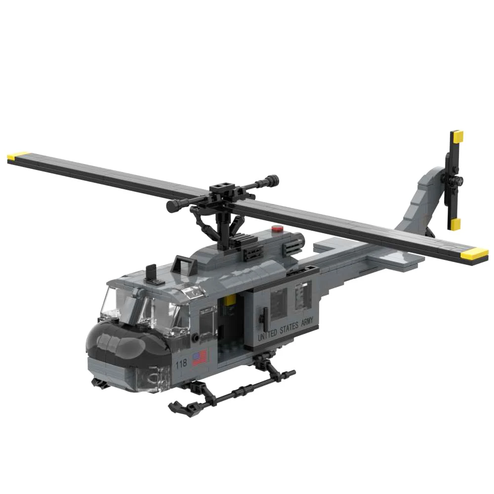 UH-1D Multipurpose Utility Helicopter Brick Model Toy Building Blocks Set Army Military Weapons UH1D Kit with 3 pcs Soldiers