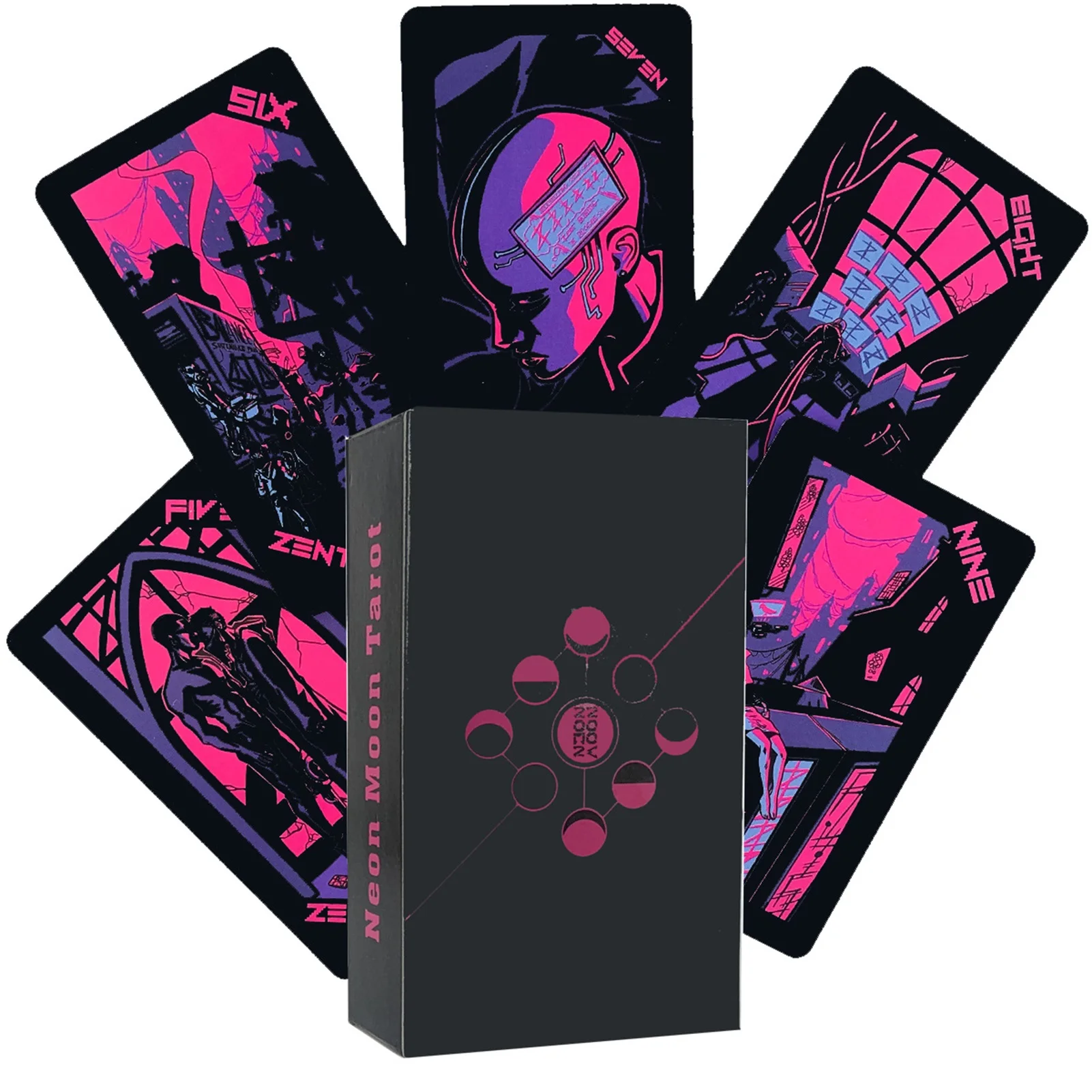 Baraja de Tarot de luna de neón, tamaño de bolsillo con cartas de Tarot Tuck Box para juego de mesa de adivinación del destino, Tarot y una variedad de opciones de Tarot