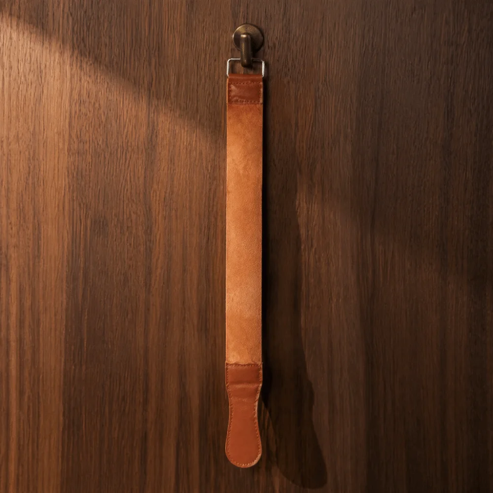 Leather Leather Razor Strop Manual Using Brown Straight Razor Strop Double-Sided Easy to Use Barber Sharpening Strop Barber