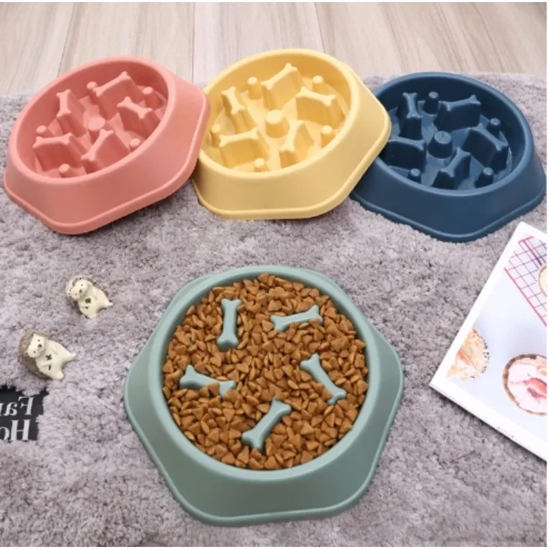 1PC Pet Cat Dog Slow Food Bowl Fat Help Healthy Round Anti-choking Thickened and Non-slip Multiple Colors Shapes Dog Food Bowl