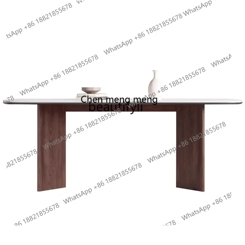 

xx1Medieval black walnut rock slab dining table and chairs French wabi sabi retro solid wood dining table