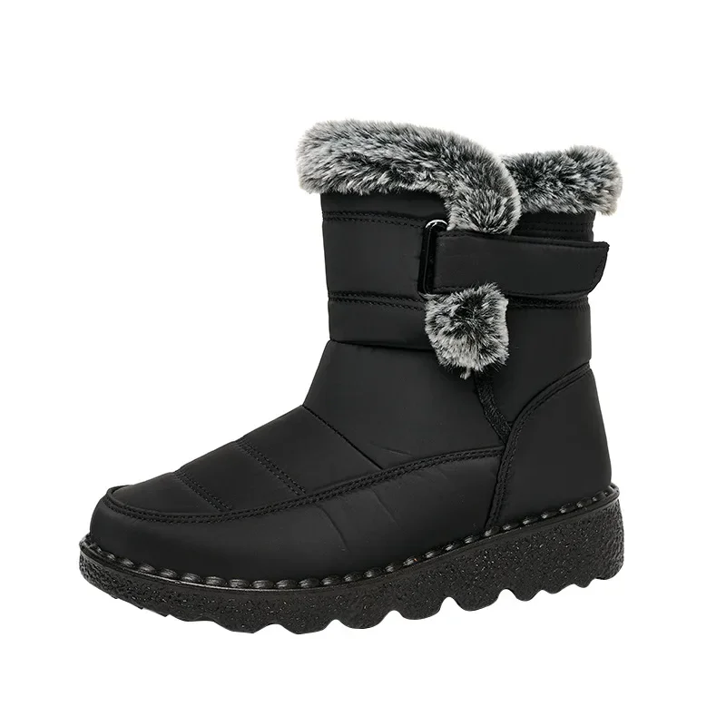 Novas botas femininas inverno sapatos quentes botas masculinas tornozelo salto baixo impermeável anti-deslizamento botas de neve de algodão com sapatos de couro de cabelo