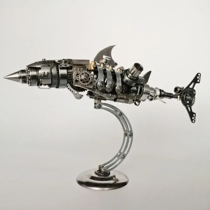 

3D three-dimensional shark, metal mechanical assembly model, handmade puzzles, building blocks, stainless steel toys, ornaments