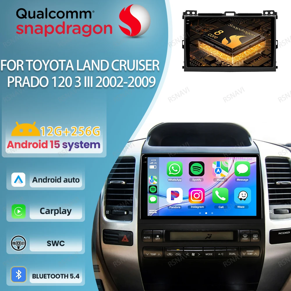 

Автомобильный радиоприемник Android 15 для Toyota Land Cruiser Prado 120 3 III для Lexus GX470 GX 470 J120 2002-2009 DVD BT Мультимедийное авторадио