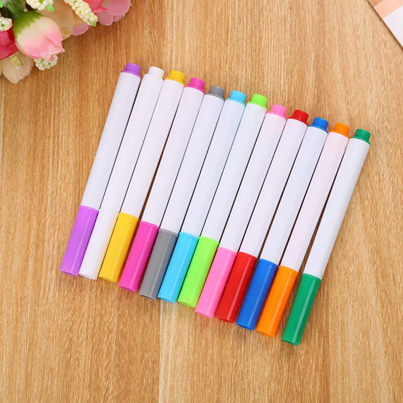 1/12Pcs Colored Liquid Chalk Dust-Free And Erasable LED Fluorescent Light Board Pen Children's Graffiti Painting Blackboard Pen