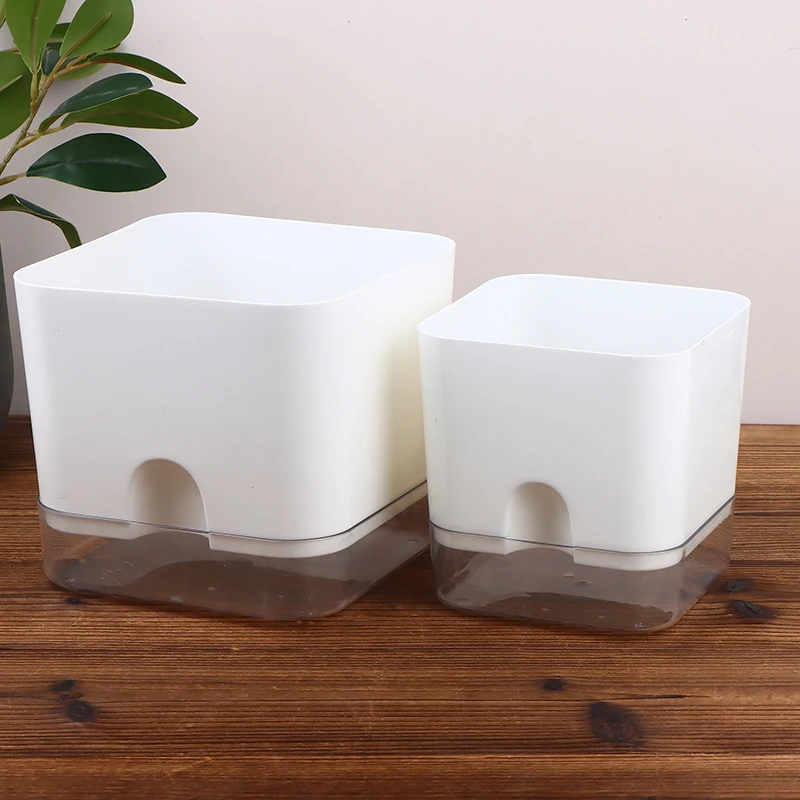 Double Deck Magnetic Lazy Self Watering Flowerpot Plastic Plant Pot With Water Absorbing Cotton Rope Indoor Garden Decor Planter