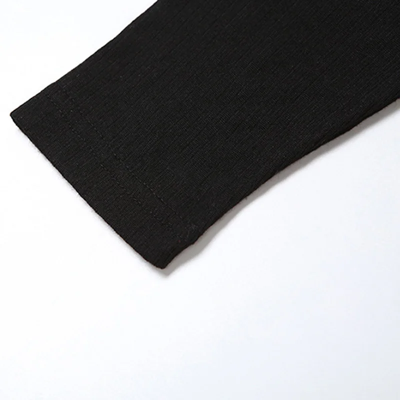 Damen-T-Shirt mit langen Ärmeln, tiefem Ausschnitt, offenem Rücken, schmaler Passform, mit Schnürung, elastischem Stoff, einfarbig, Herbstmode, kurzes Oberteil. – Detail 14