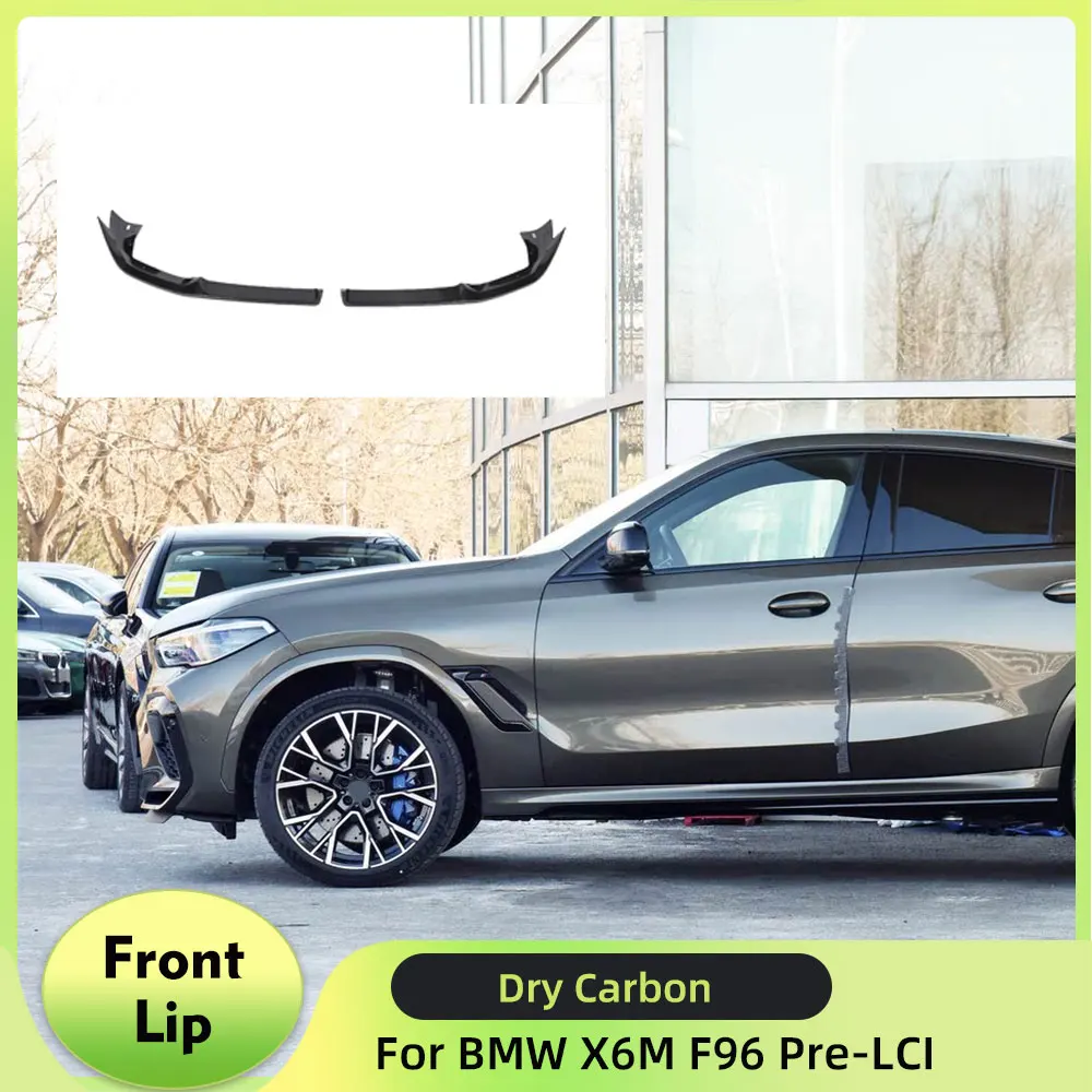 

Dry Carbon Car Front Bumper Lip Spoiler for BMW X6M F96 Pre-LCI 2020-2022 Front Racing Front Lip Chin Apron Protector Guard