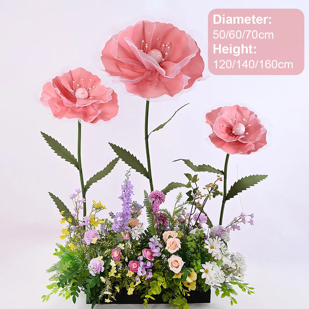 

3pcs/set Wedding Decoration Foam Flower Giant Poppy Artificial Flowers Wedding Background Stage Layout Flowers Party Home Decor
