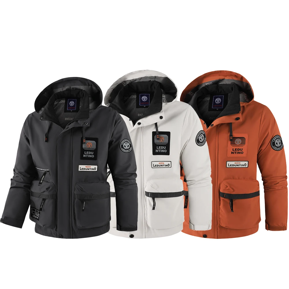 

Winter Men's Hooded Waterproof Windproof Multiple Zipper and Flap Pockets Fashion Thickened Coldproof Casual Outdoor Jacket