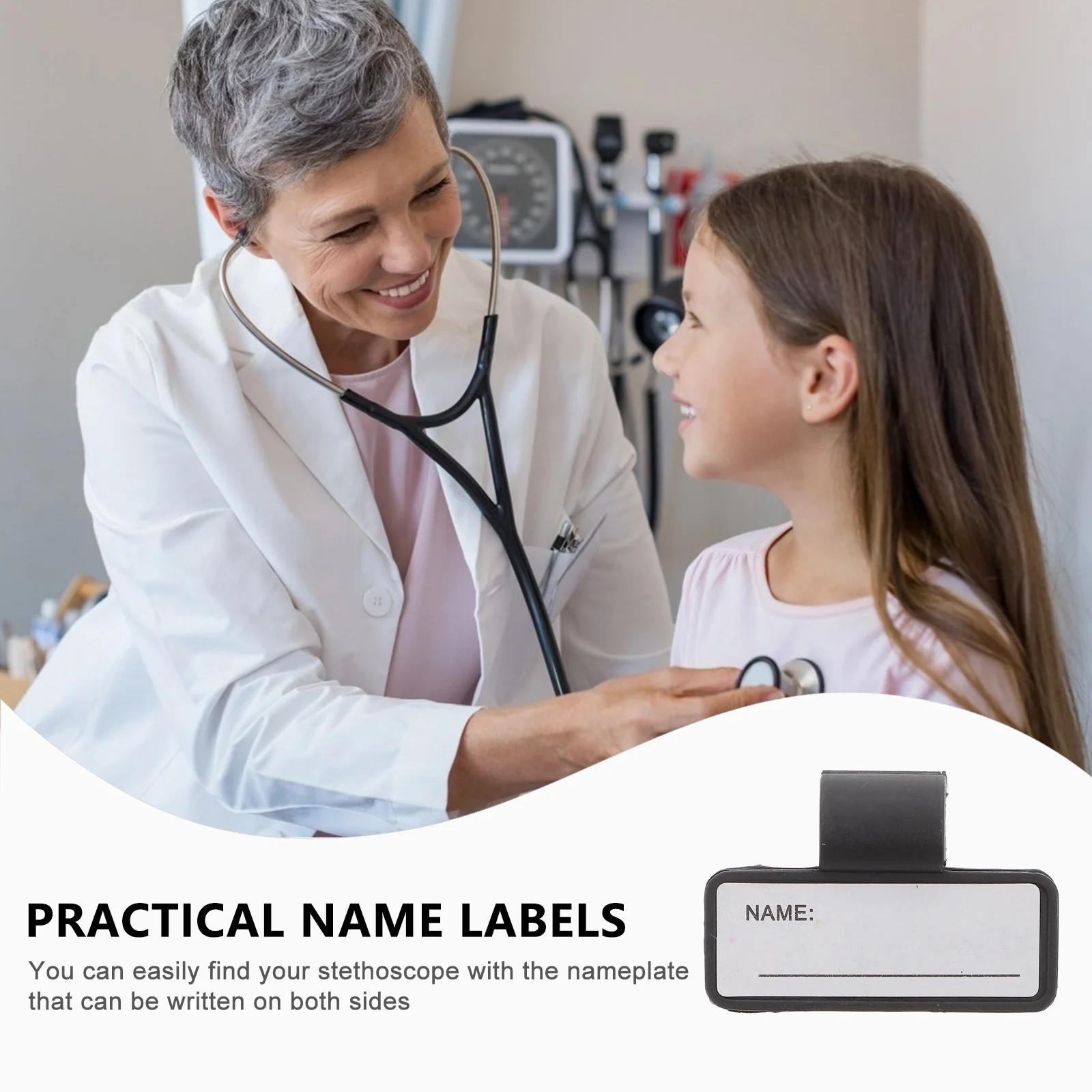 Label Stethoscope Name Tag Magnetic Labels ID Identification Clip Tube Replacement Badges with