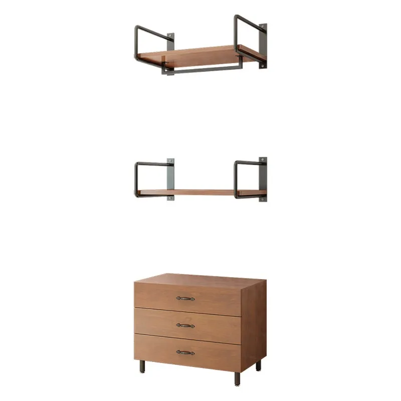 Wall-mounted walk-in closet, solid wood metal full-hanging walk-in wall-mounted wardrobe