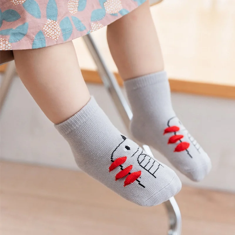 4Pairs/lot Anti-slip Baby Socks Cute Animal Cartoon Baby Boy Girls Sock Infant Children\'s Floor Socks 0-3 Years Old