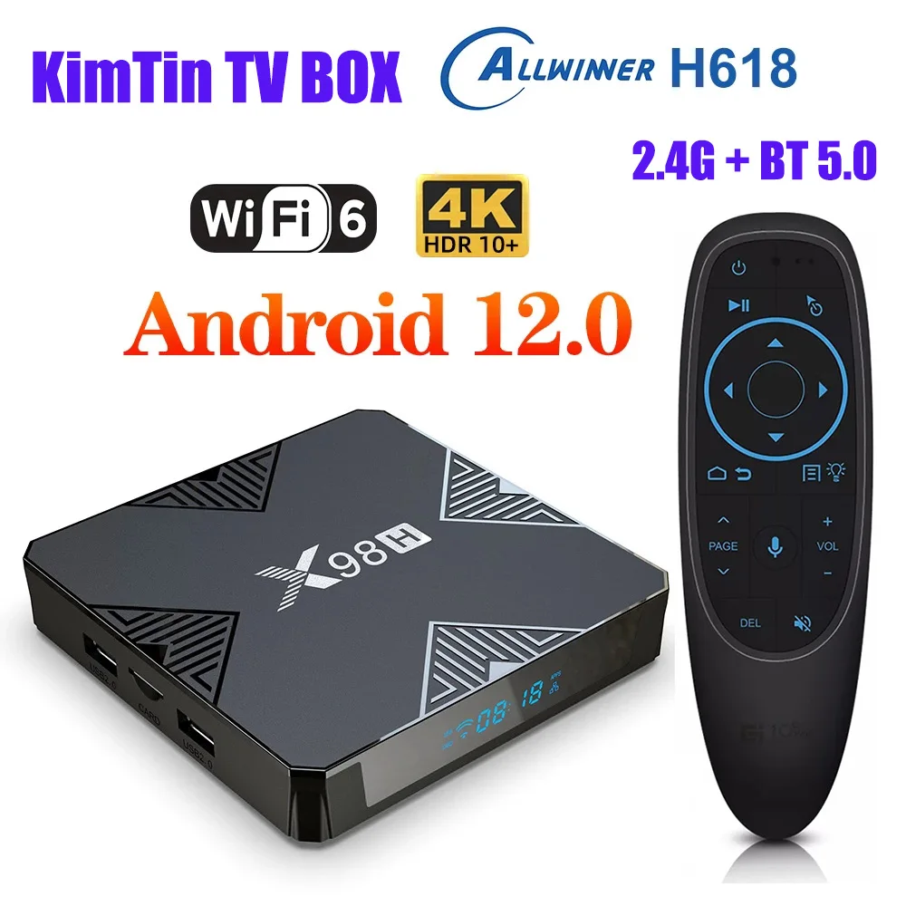 X98H TV Box Android 12 4GB 32GB Allwinner H618 Quad Core Cortex A53 Support 4K Wifi6 Google Voice Search Set Top Box 2G 16G