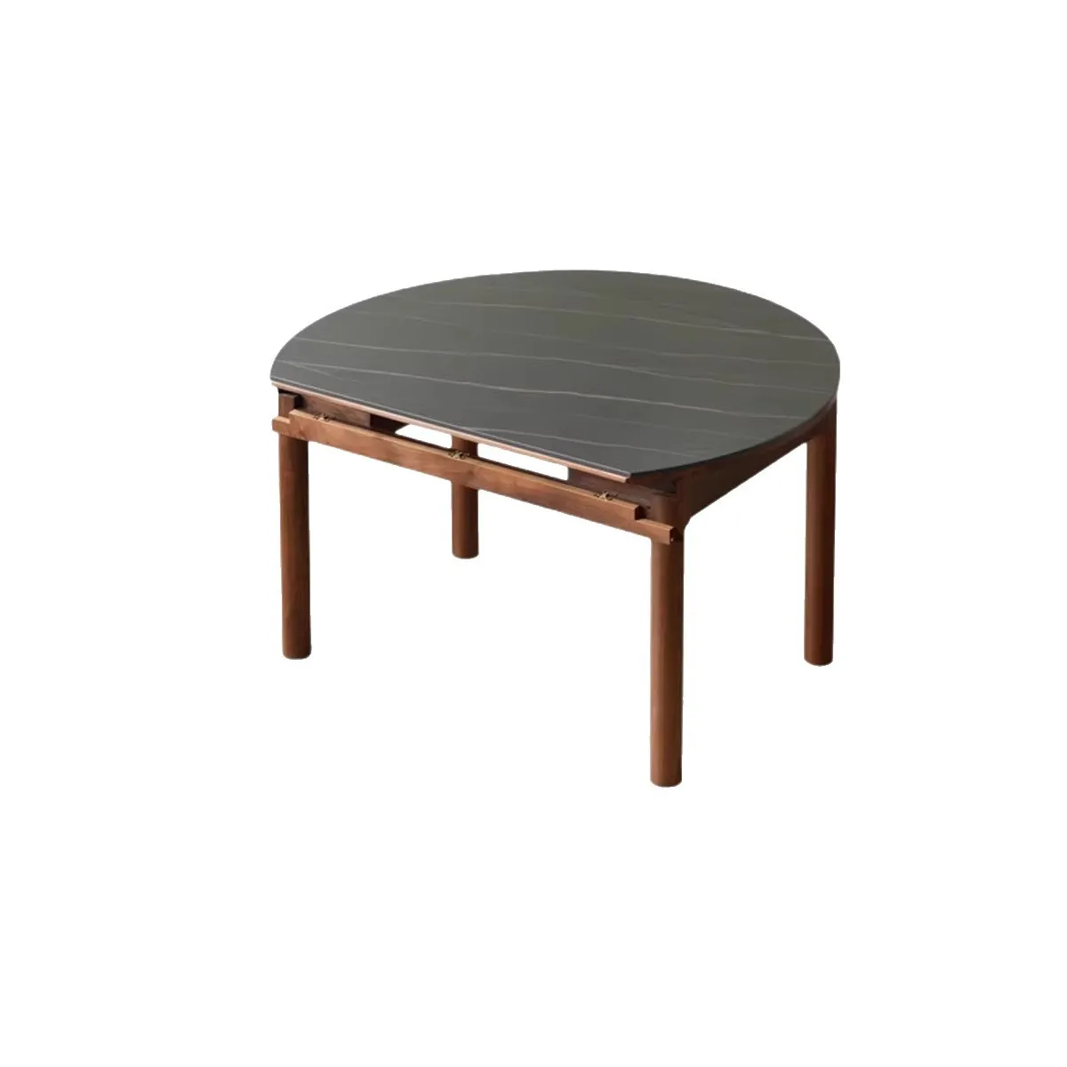 

Folding dining table dining table household black walnut all solid wood simple retractable round table