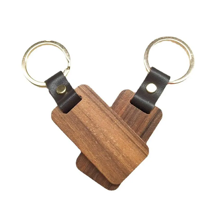 90pcs Leather Keychain Unfinished Blank Wood Keychain Wooden Tag  Blank Wood Keyeing With Leather Belt Key Ring