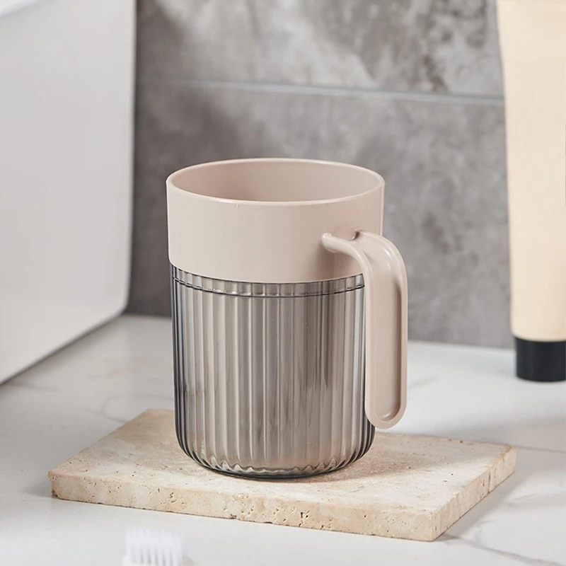 Conjunto de caneca de dente extravagante, copo de escovação, tanque de dente transparente de plástico com alça, copos de enxaguatório bucal para banheiro